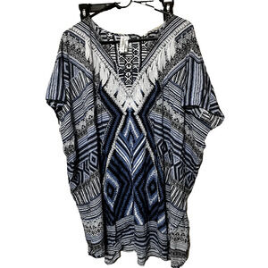 Seafolly Australia Swim Coverup Blue white Beach Boho Womens O/S